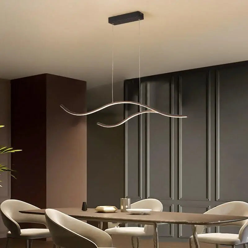 Hanglamp Vague Modern LED Aluminium Acryl Goud Zwart 120cm | Sansoti