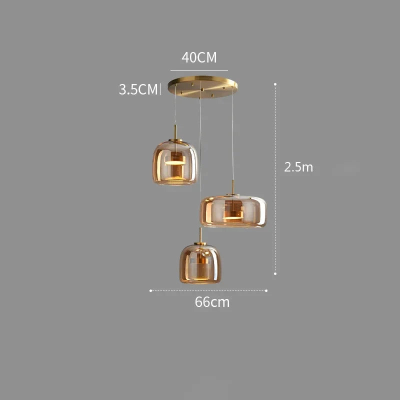 Suspension nordique verre LED cognac gris fumé Scandinave | Restfield
