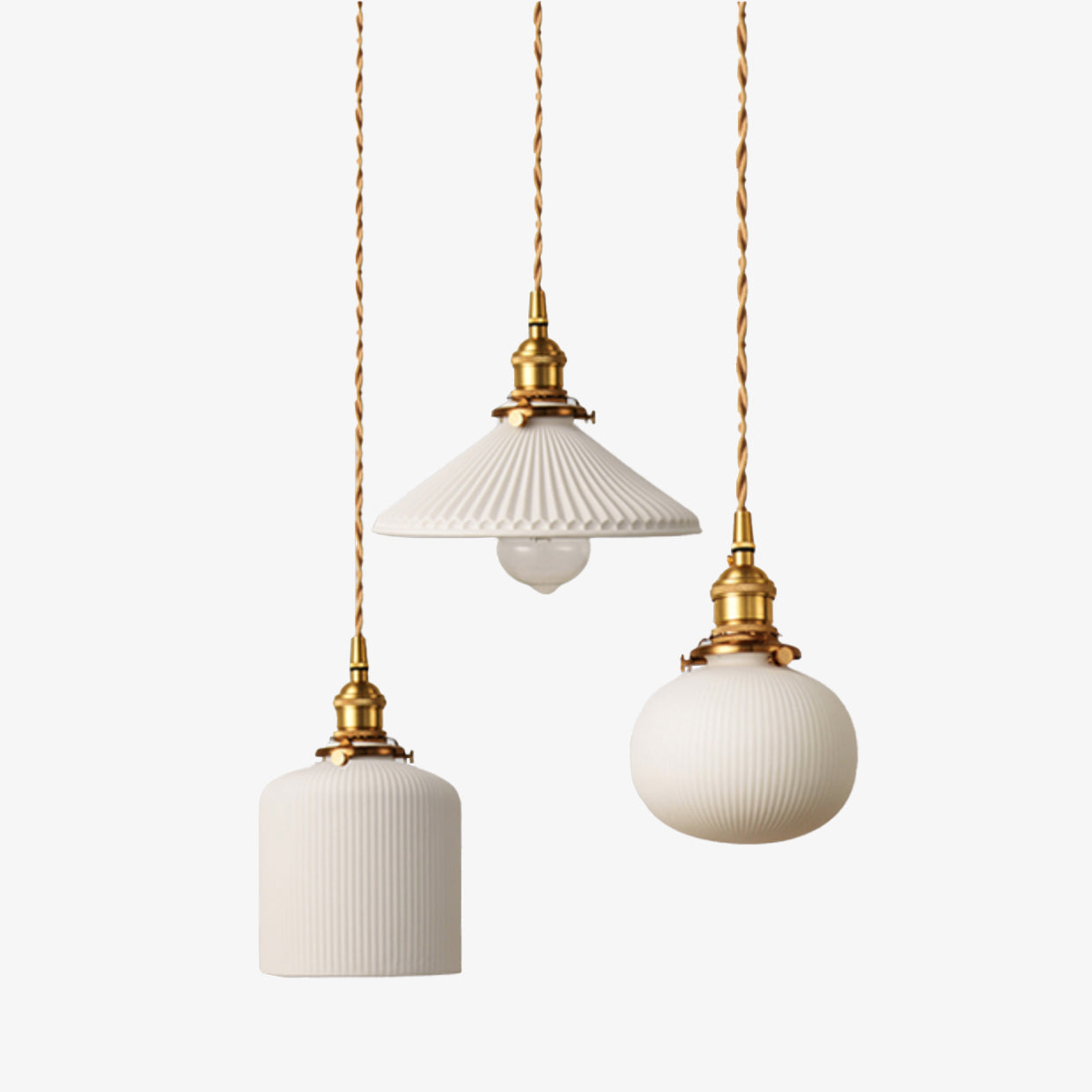 Retro Hanglamp met Witte Keramische Kap – Moderne LED Verlichting voor Woonkamer en Slaapkamer | Sansoti