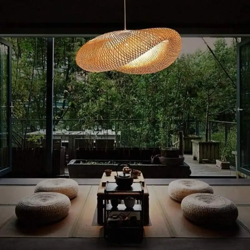 Hanglamp Rotan Natuurlijk Bamboe Hout 60cm Verstelbaar Tot 120cm | Sansoti