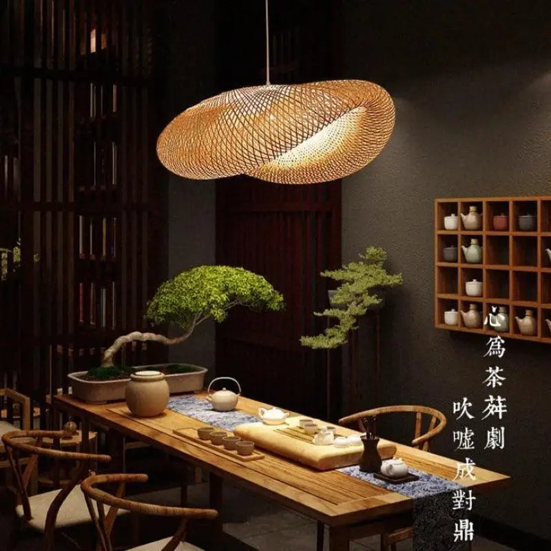 Hanglamp Rotan Natuurlijk Bamboe Hout 60cm Verstelbaar Tot 120cm | Sansoti