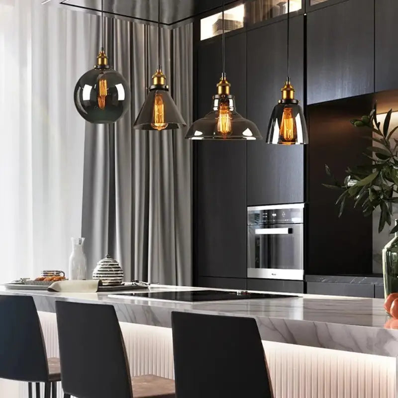 Titel: Hanglamp Rookglas Vintage LED G9 12W Zwart Woonkamer Eetkamer Slaapkamer Retro | Sansoti