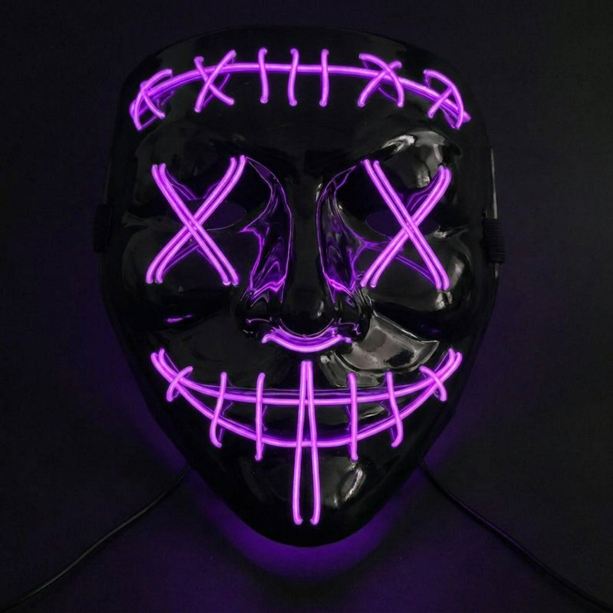 LED Masker Halloween Verlicht Gezichtsmasker Feest Cosplay Kostuum Rood Groen Blauw Paars Oranje EL Wire | Sansoti