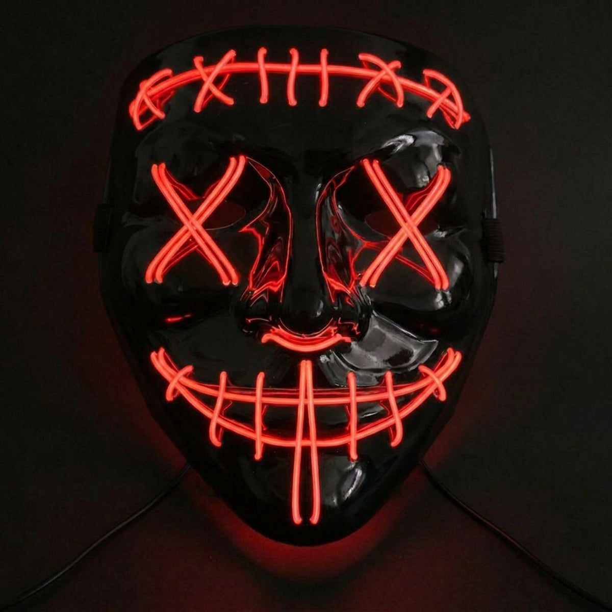 LED Masker Halloween Verlicht Gezichtsmasker Feest Cosplay Kostuum Rood Groen Blauw Paars Oranje EL Wire | Sansoti