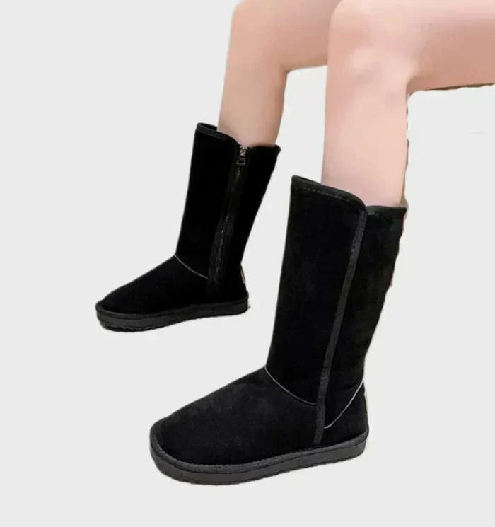 Damen-Lammfellstiefel Wildleder Wasserabweisend Reißverschluss Winterschuhe Warm Komfort Schneestiefel Wandern | Sansoti