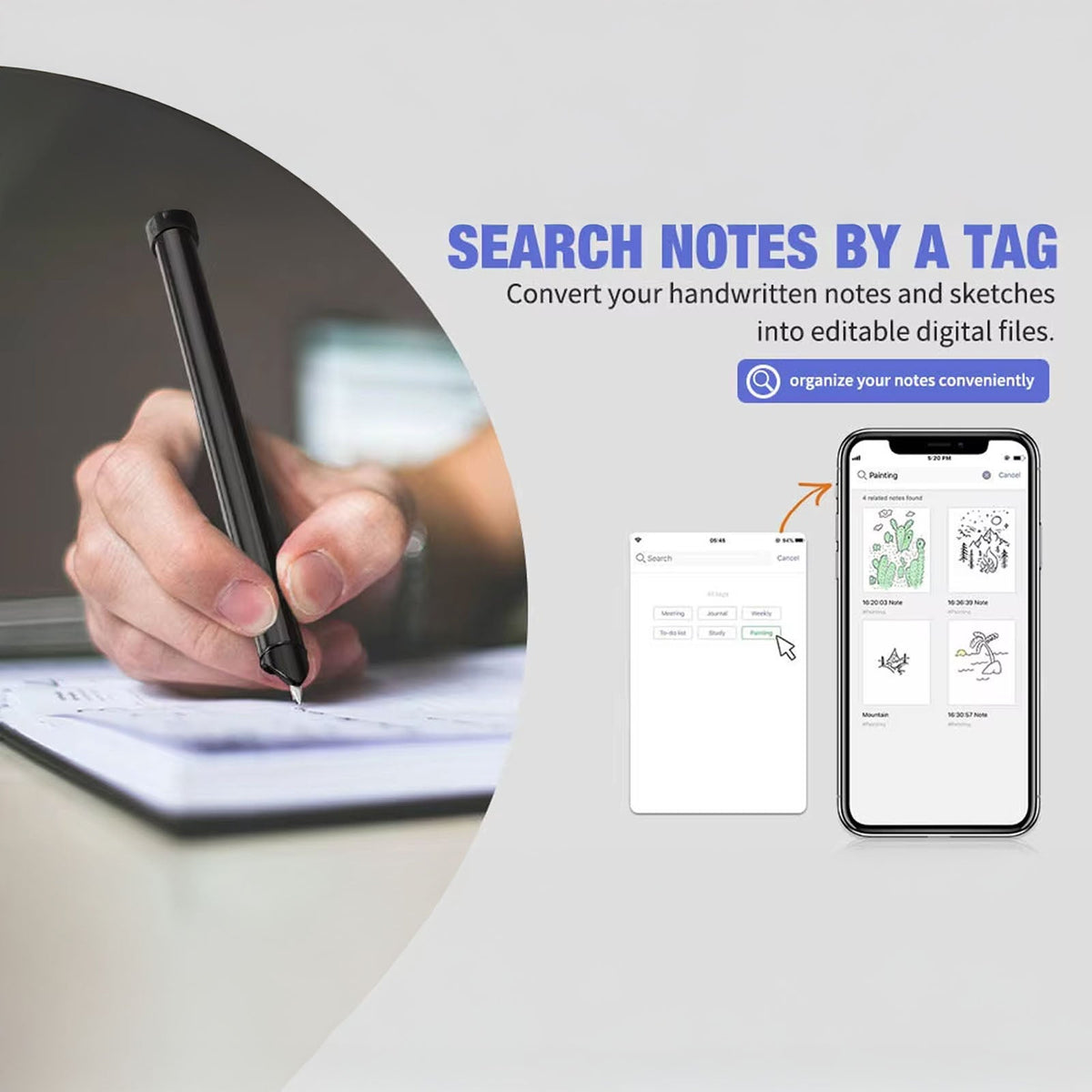 Digital Note-Taking Pen with OCR Technology, Bluetooth Handwriting Recognition, Smart Writing Pen for Notes | Sansoti