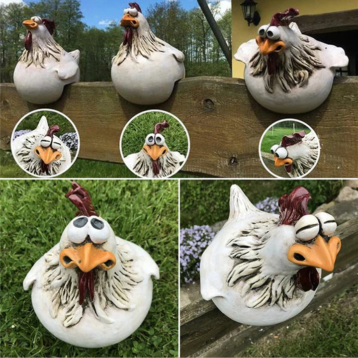 Dekorative Hahnfigur aus Harz für Garten Terrasse Balkon Innen- und Außenbereich 16 cm Wetterfest Gartendekoration | Sansoti