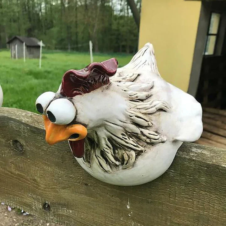 Dekorative Hahnfigur aus Harz für Garten Terrasse Balkon Innen- und Außenbereich 16 cm Wetterfest Gartendekoration | Sansoti