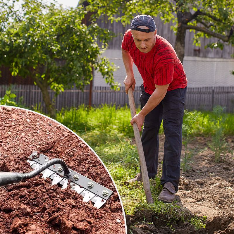 Gartenrechenkopf aus Kohlenstoffstahl mit 5–8 Zinken, austauschbares System für Rasen, Unkraut, Bodenbearbeitung und Gartenpflege | Sansoti