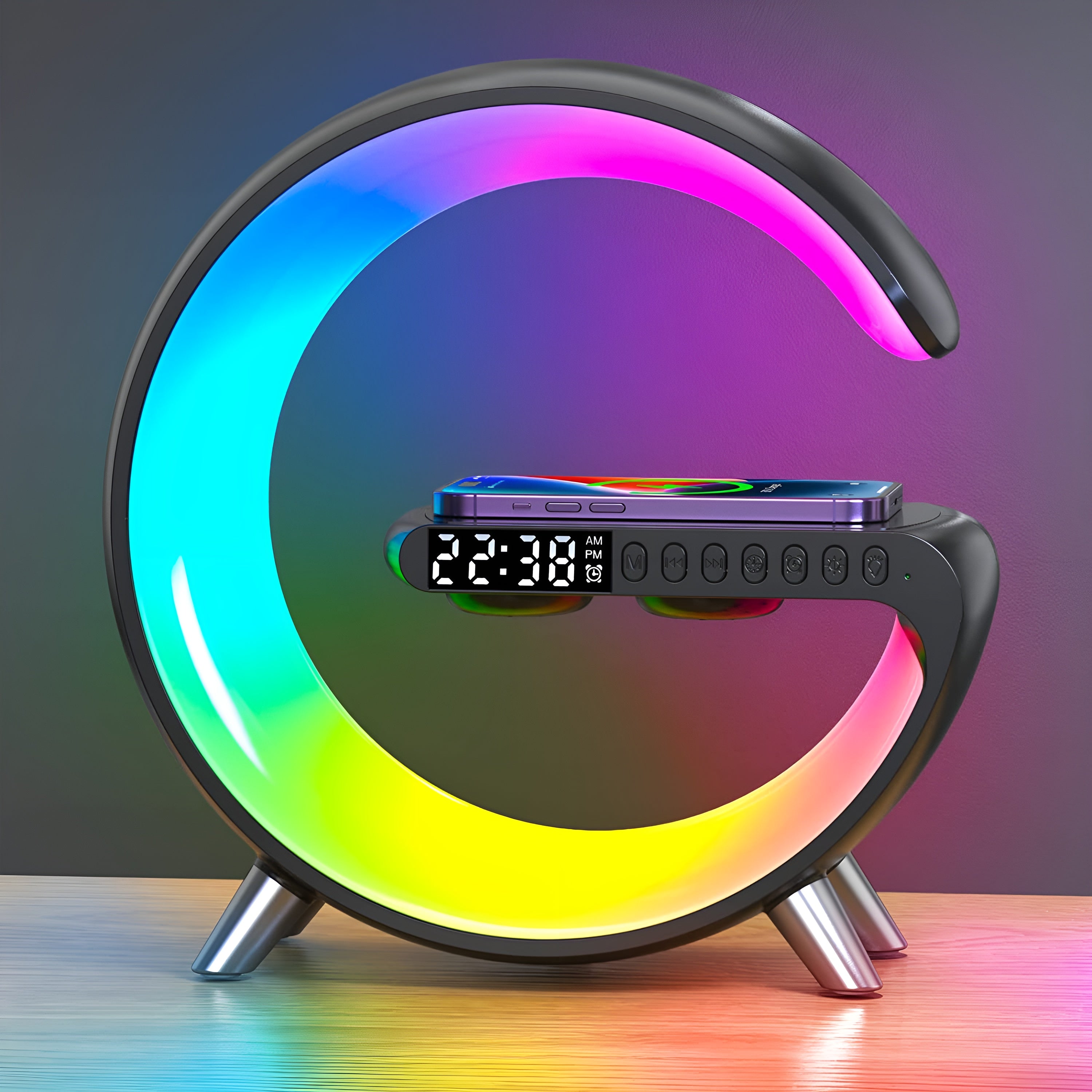 Multifunctionele Wekker met Bluetooth Speaker Draadloze Oplader LED Display 3-in-1 Nachtkastje Gadget | Sansoti