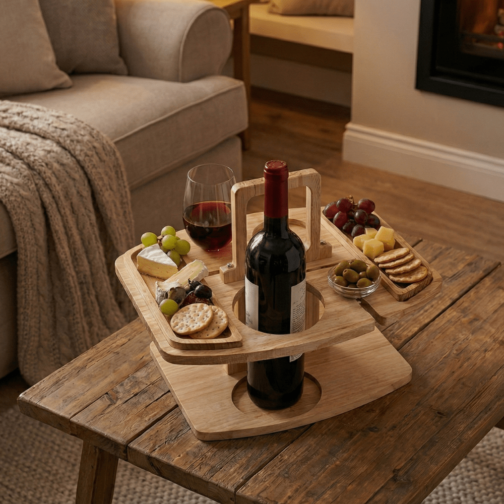 Holz-Weintisch für Picknick & Aperitif | Luxuriöser Wein- und Stehtisch für den Außenbereich