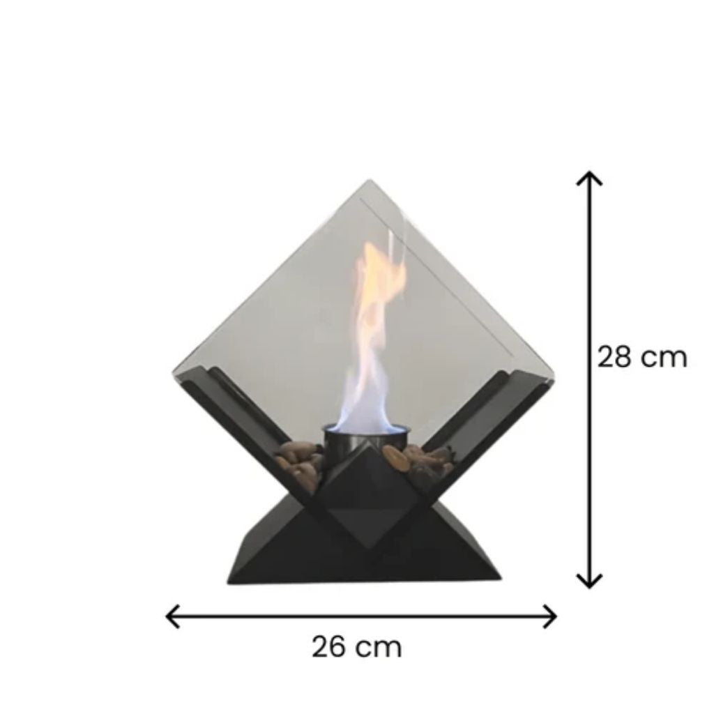 Bioethanol Smokeless Tabletop Fire Pit with Glass Pane, Decorative Indoor and Outdoor Table Fireplace for Atmospheric Heating | Sansoti