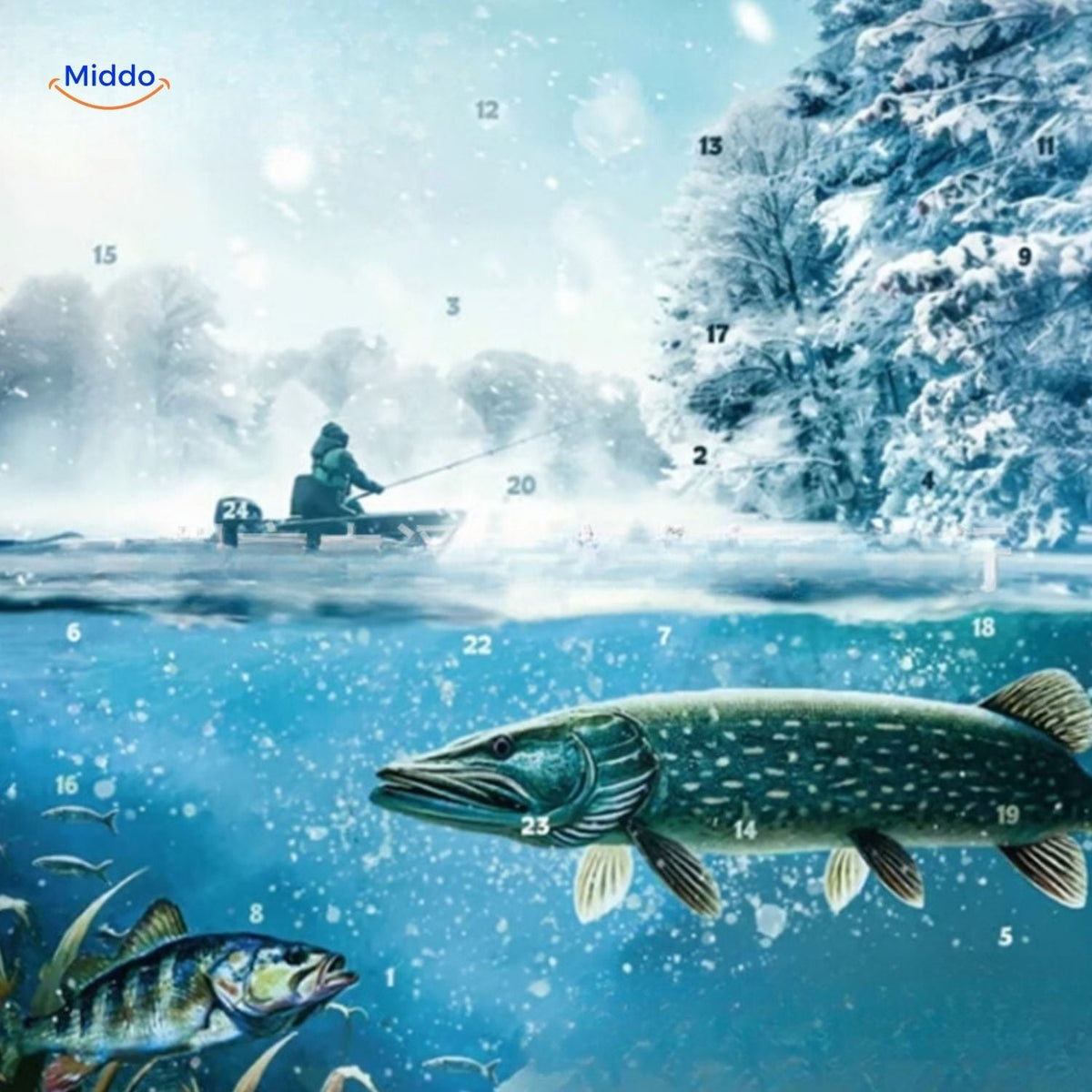 Calendrier de l'Avent pour pêcheurs, 24 surprises, accessoires de pêche, compte à rebours de Noël, décoration murale suspendue | Sansoti