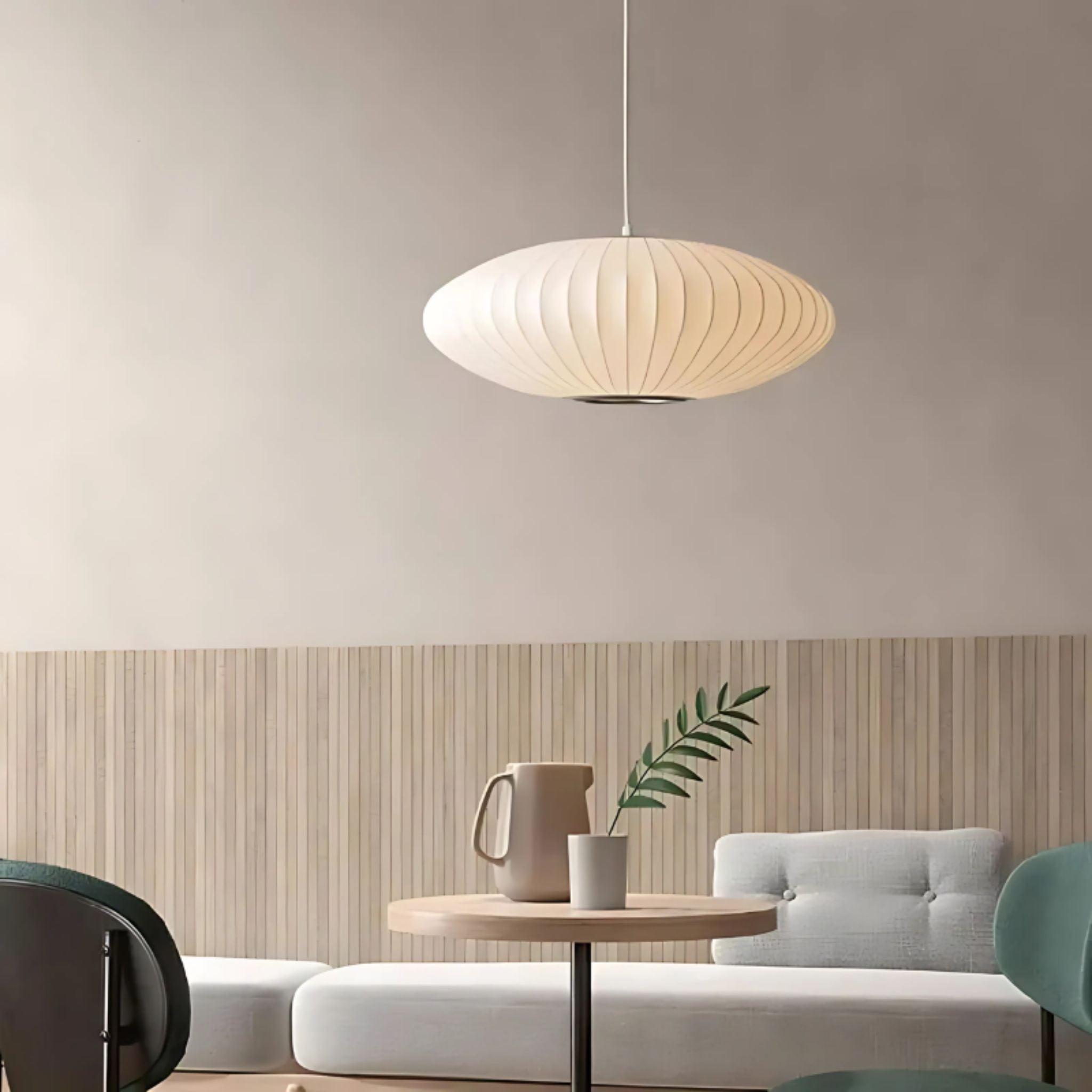 Hanglamp Ribbel Rond Cacoon Materiaal Crème Modern Design | Sansoti