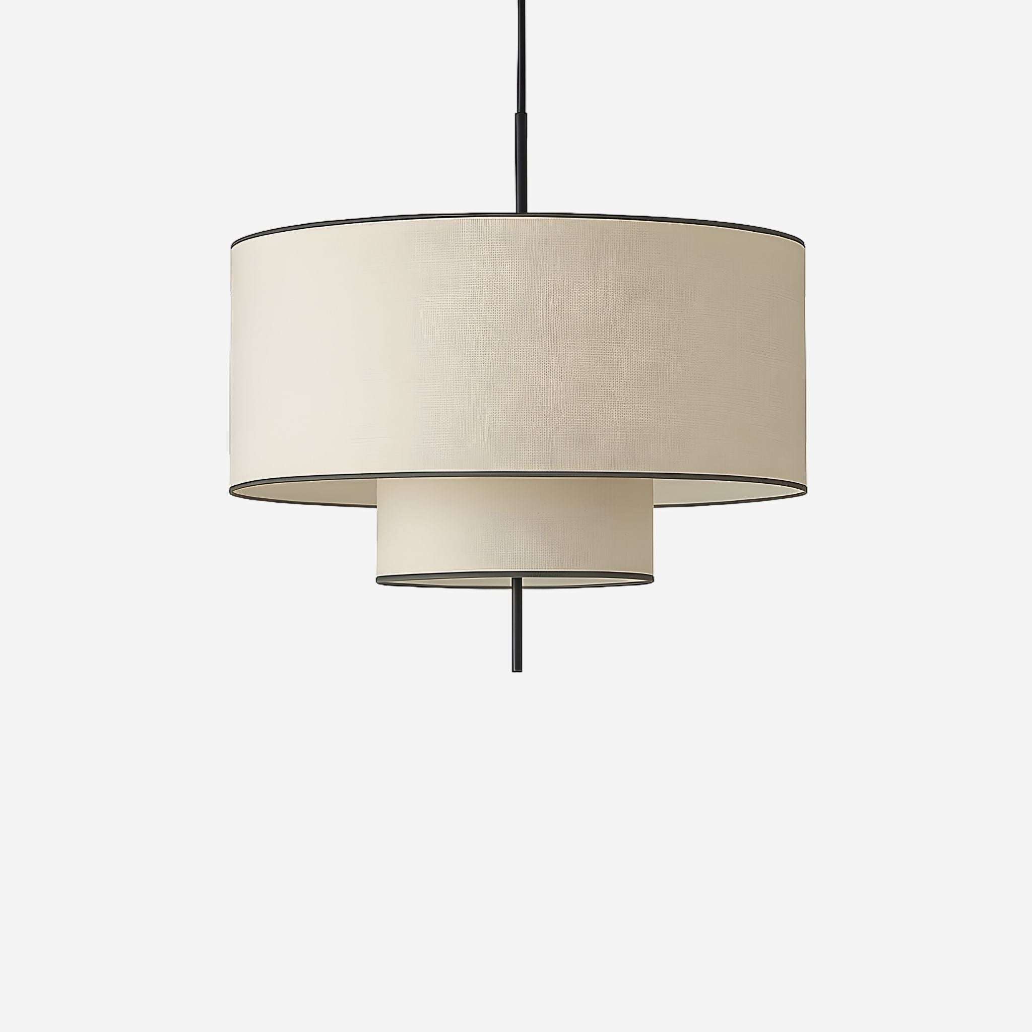 Hanglamp Cilinder Textiel Beige Dubbele Kap Modern Design | Sansoti
