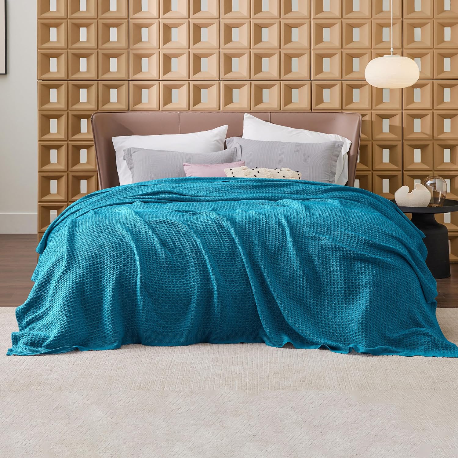 Lichtgewicht Katoenen Wafelplaid Tweepersoonsbed Zacht Ademend Deken Scandinavisch Design 90x90 cm Woonkamer | Sansoti