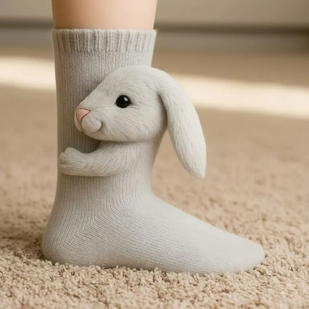 Pluche Verwarmde Sokken met Diermotief voor Koude Voeten Winter Cadeau | Sansoti