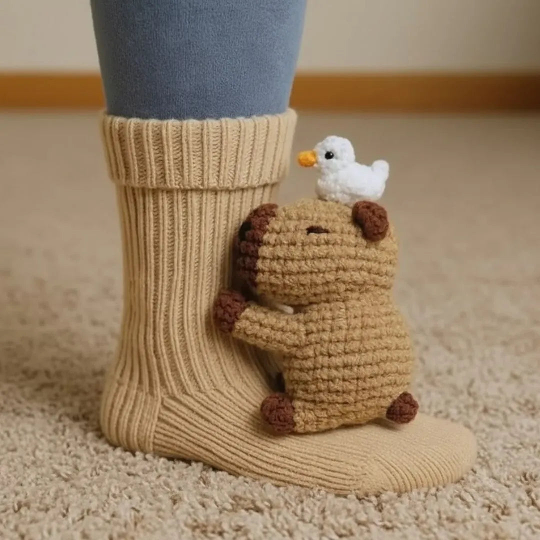 Pluche Verwarmde Sokken met Diermotief voor Koude Voeten Winter Cadeau | Sansoti