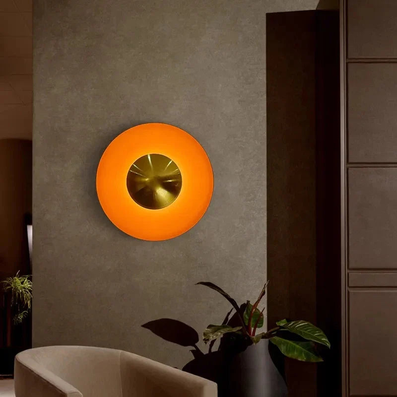 Japandi Runde Wandleuchte Eisen LED 9W Orange Gold Wohnzimmer Schlafzimmer Modern Minimalistisch | Restfield