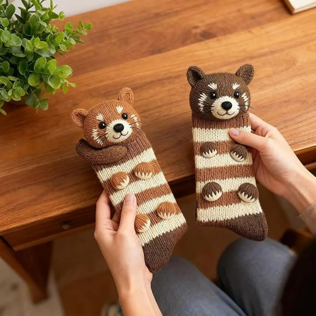 Pluche Verwarmde Sokken met Diermotief voor Koude Voeten Winter Cadeau | Sansoti