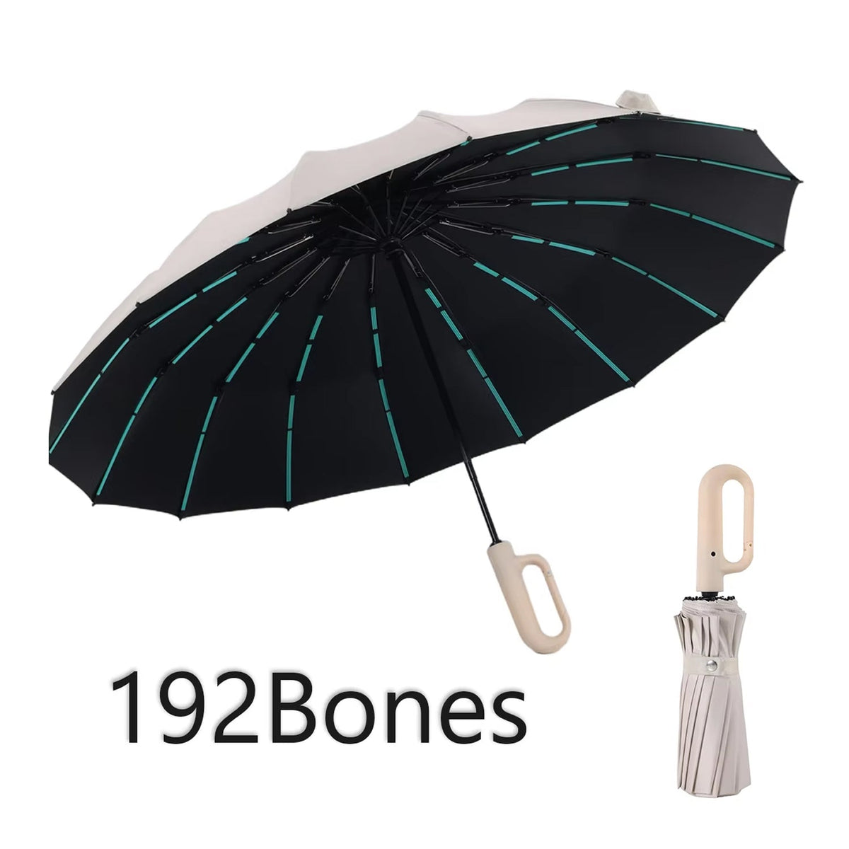 Automatic Windproof Storm Umbrella 120cm with Reinforced Frame for Rain and Wind Beige Black Navy Grey | Sansoti
