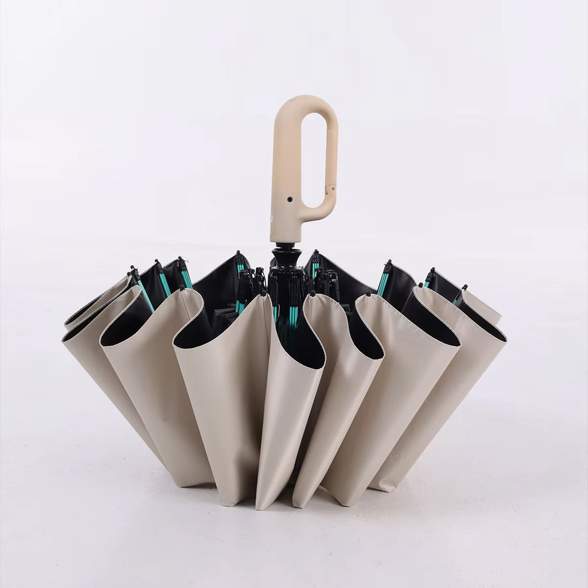 Automatic Windproof Storm Umbrella 120cm with Reinforced Frame for Rain and Wind Beige Black Navy Grey | Sansoti