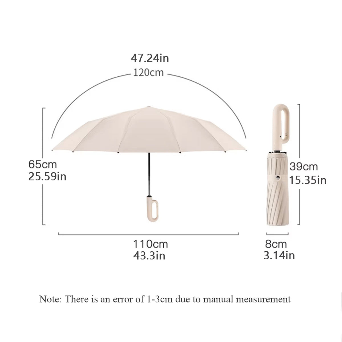 Automatic Windproof Storm Umbrella 120cm with Reinforced Frame for Rain and Wind Beige Black Navy Grey | Sansoti