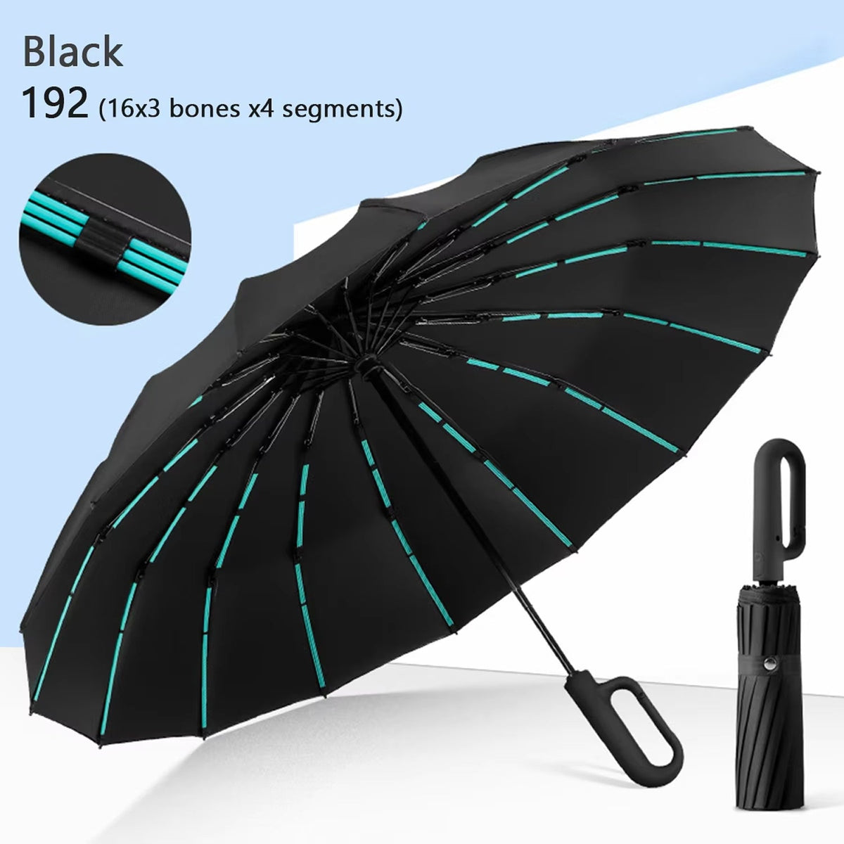 Automatic Windproof Storm Umbrella 120cm with Reinforced Frame for Rain and Wind Beige Black Navy Grey | Sansoti