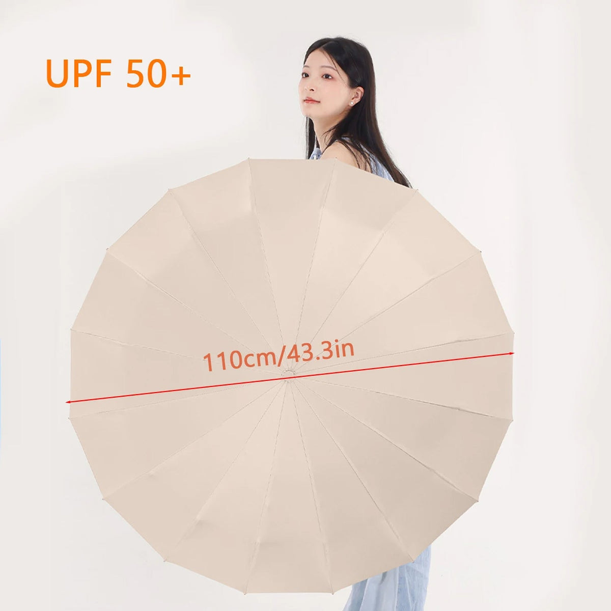Automatic Windproof Storm Umbrella 120cm with Reinforced Frame for Rain and Wind Beige Black Navy Grey | Sansoti