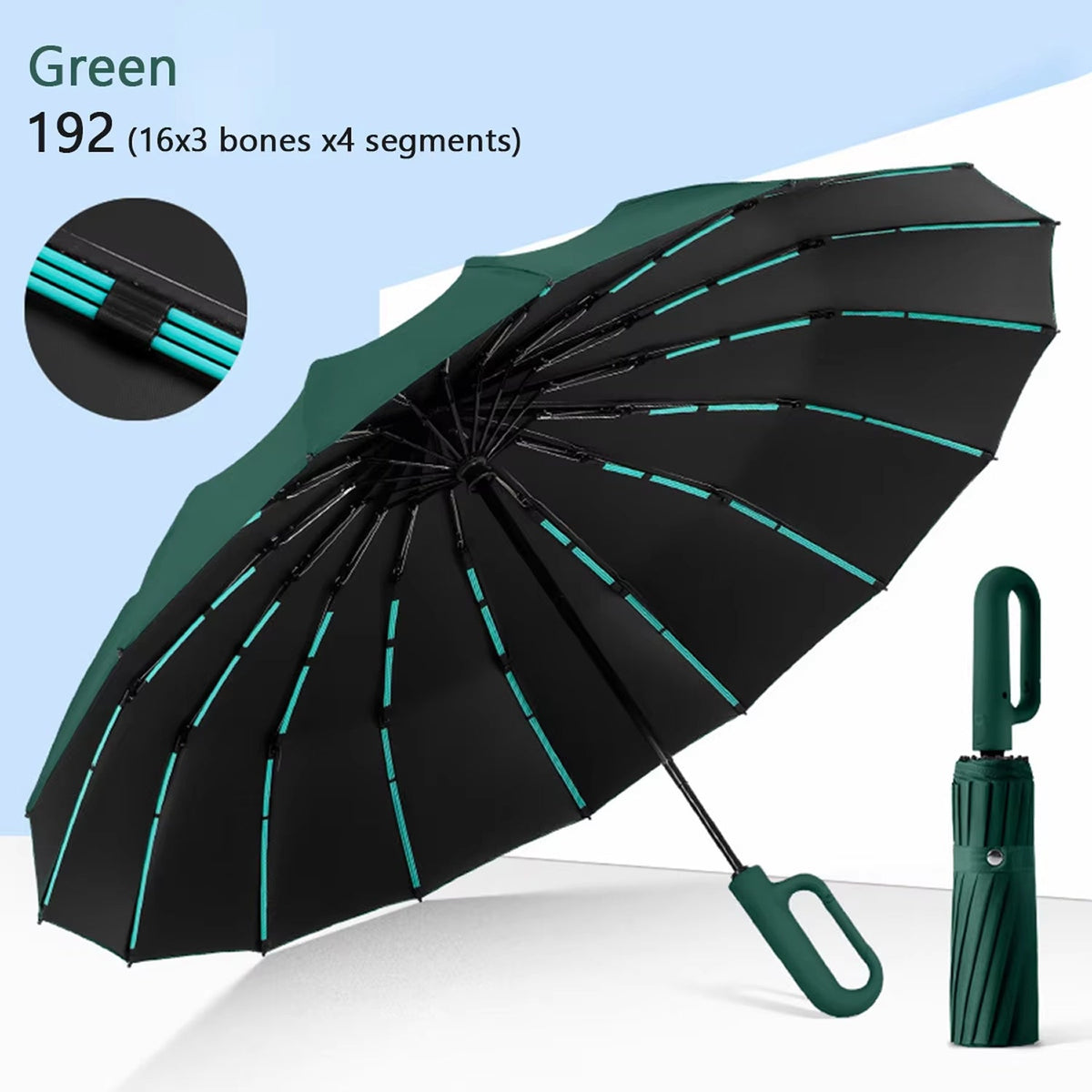 Automatic Windproof Storm Umbrella 120cm with Reinforced Frame for Rain and Wind Beige Black Navy Grey | Sansoti