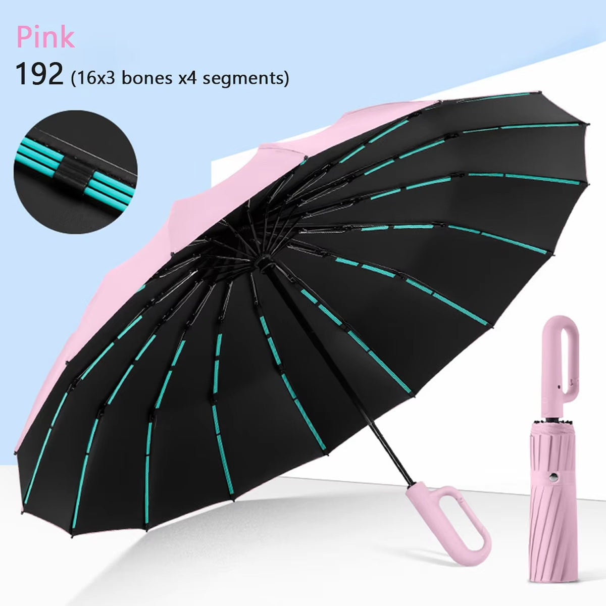 Automatic Windproof Storm Umbrella 120cm with Reinforced Frame for Rain and Wind Beige Black Navy Grey | Sansoti