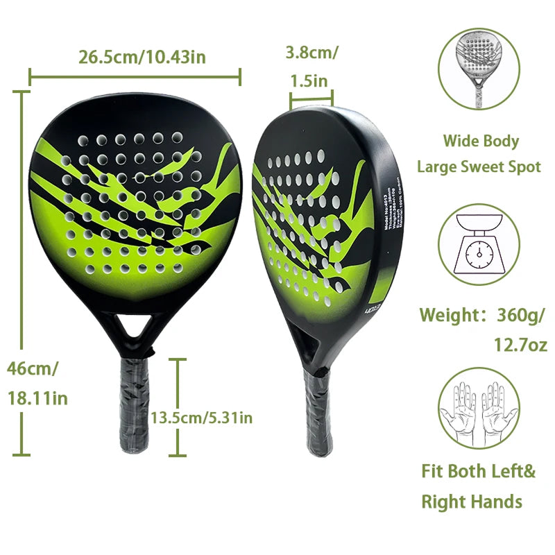 Padel Racket Carbon Fibre EVA Foam 365g Lichtgewicht Trainingsracket Voor Beginners Outdoor Padeltennis | Sansoti