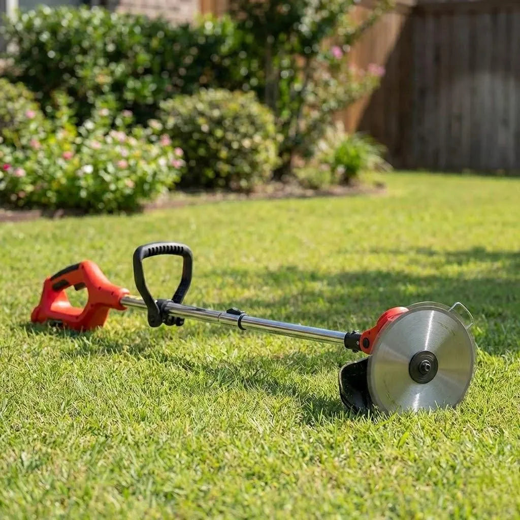 Kabelloser, wiederaufladbarer Rasentrimmer 24 V, 600 W, teleskopierbar 92–122 cm, Metallmesser, Unkrautschneider für den Garten und Rasen | Sansoti