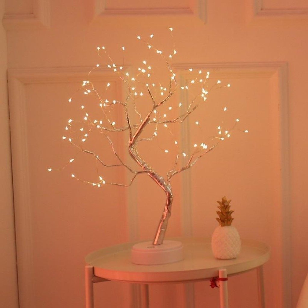 Bonsai Tree Table Lamp with LED Lighting Warm Atmospheric Decorative Tree Lamp USB or Battery Mood Light for Christmas Decoration Living Room | Sansoti