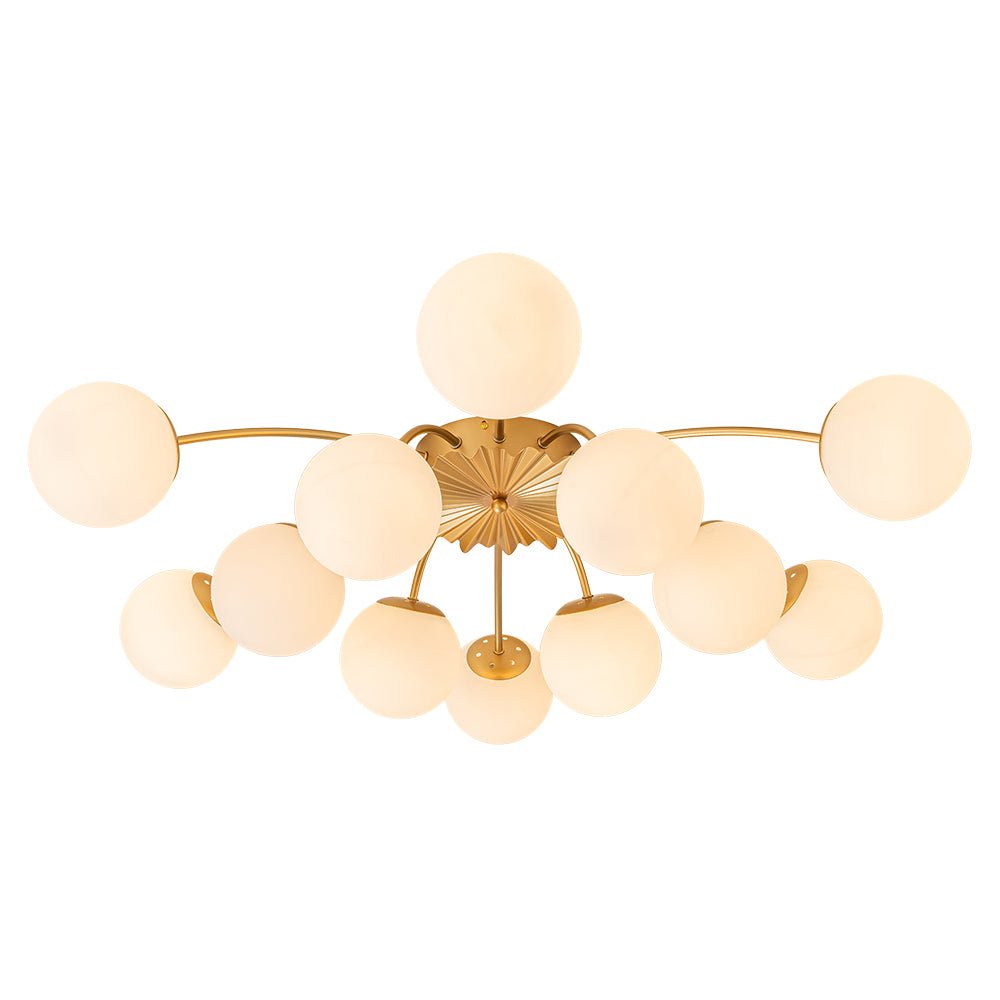 Plafondlamp Sputnik 12-Lichts Opaal Glas Messing 100cm Woonkamer Eetkamer Dimbaar