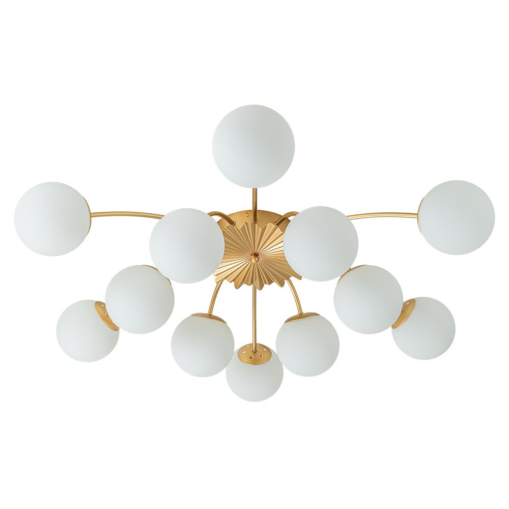 Plafondlamp Sputnik 12-Lichts Opaal Glas Messing 100cm Woonkamer Eetkamer Dimbaar