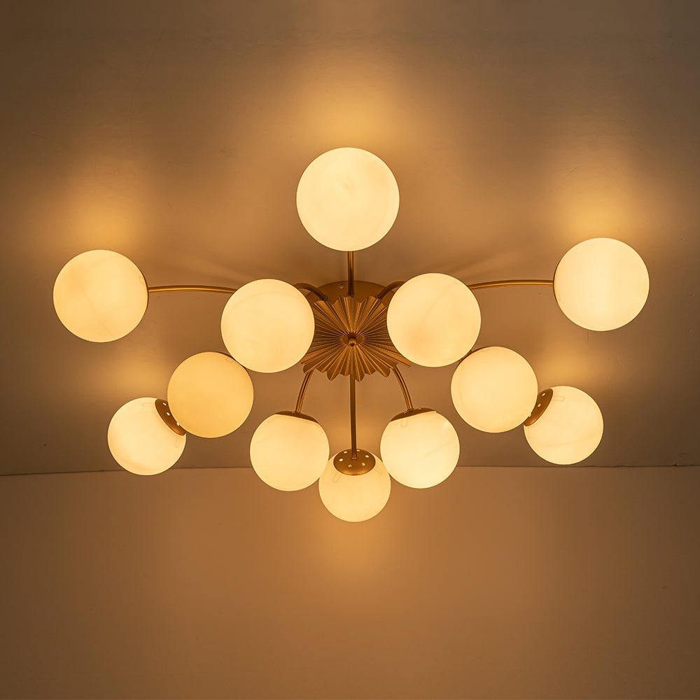 Plafondlamp Sputnik 12-Lichts Opaal Glas Messing 100cm Woonkamer Eetkamer Dimbaar