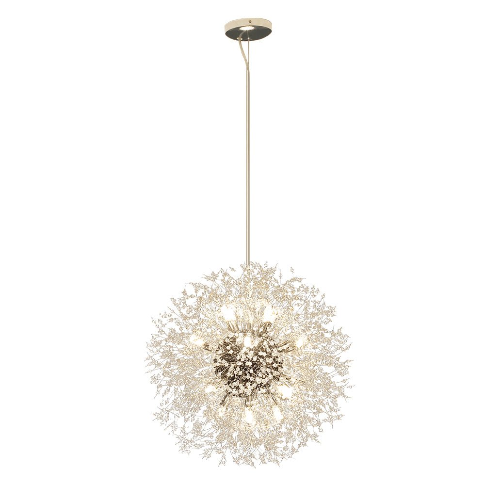 Lustre Feu d'Artifice Sputnik 16 Lumières Cristal Laiton 80cm Salon Entrée Dimmable