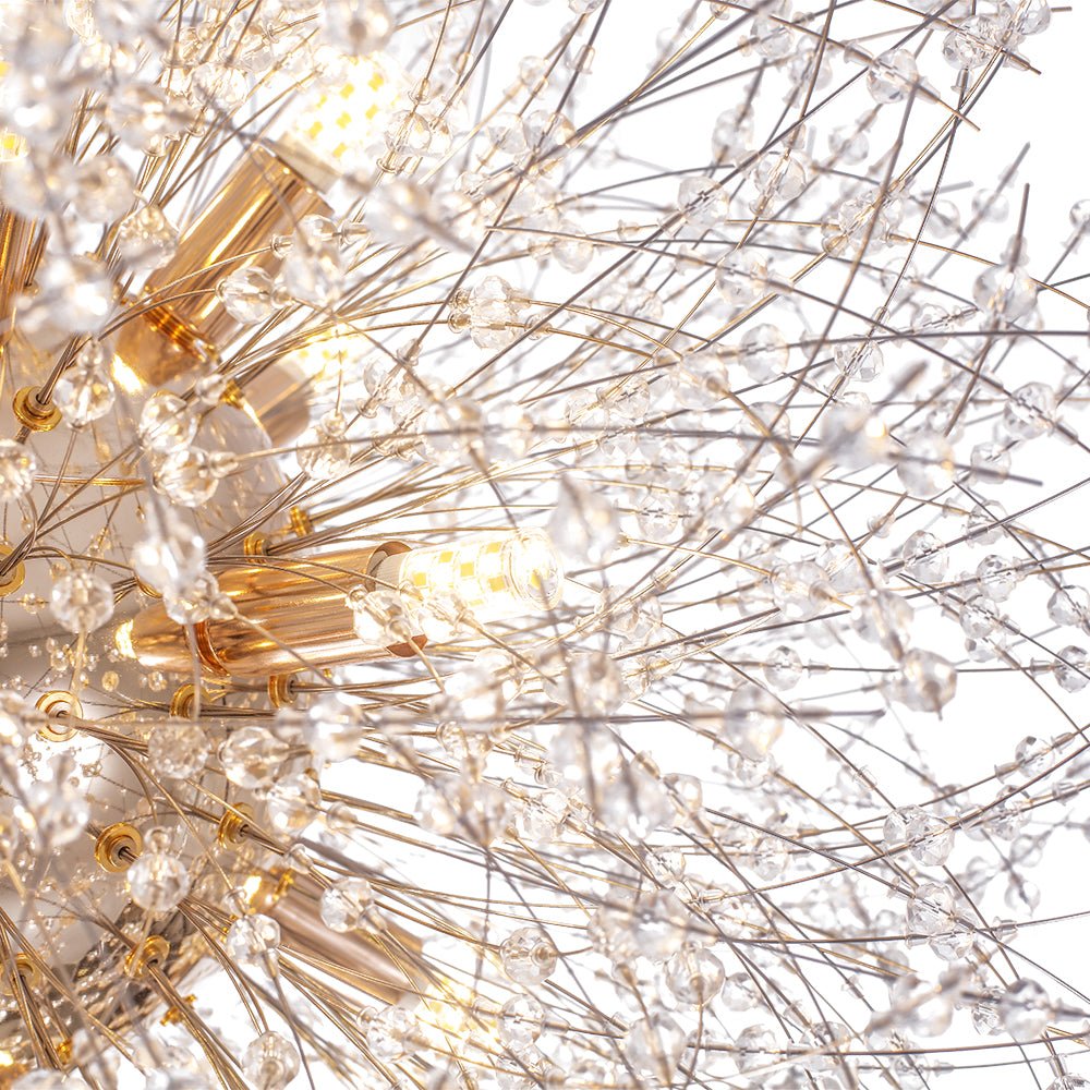 Lustre Feu d'Artifice Sputnik 16 Lumières Cristal Laiton 80cm Salon Entrée Dimmable