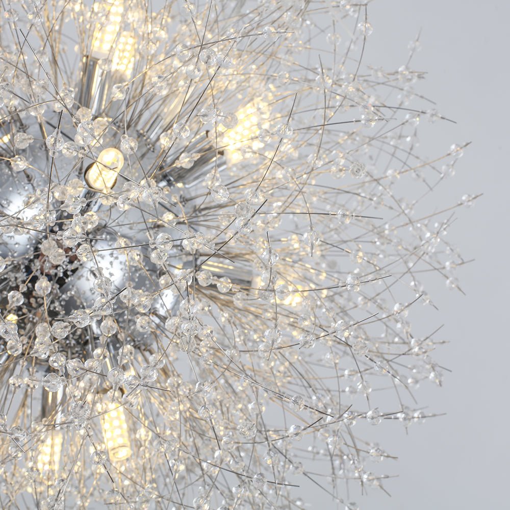 Lustre Feu d'Artifice Sputnik 16 Lumières Cristal Laiton 80cm Salon Entrée Dimmable