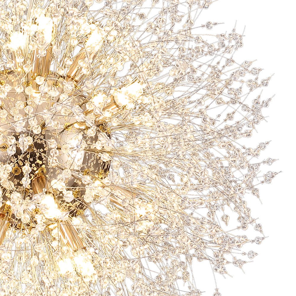 Lustre Feu d'Artifice Sputnik 16 Lumières Cristal Laiton 80cm Salon Entrée Dimmable