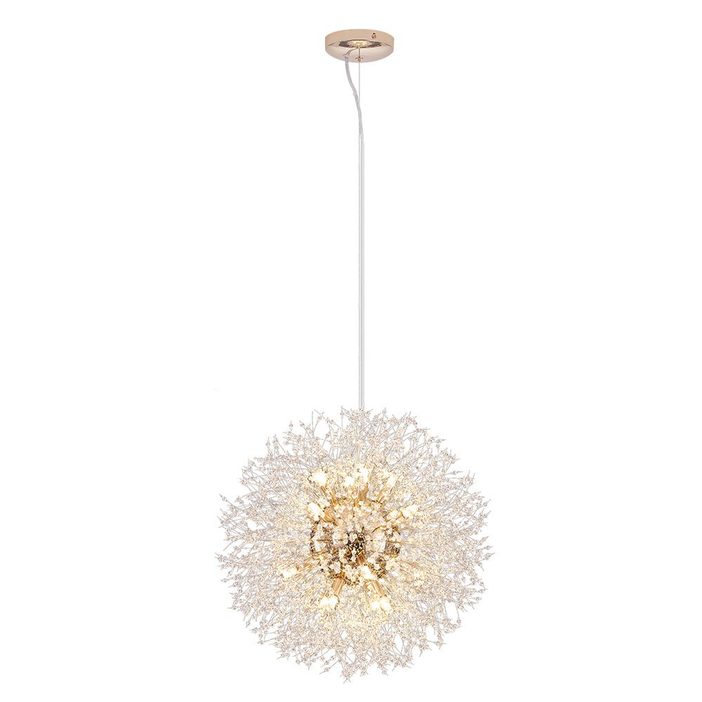 Lustre Feu d'Artifice Sputnik 16 Lumières Cristal Laiton 80cm Salon Entrée Dimmable