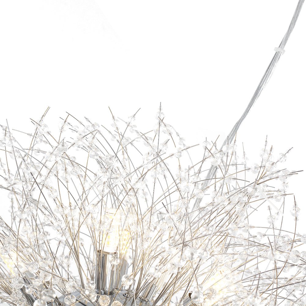 Lustre Feu d'Artifice Sputnik 16 Lumières Cristal Laiton 80cm Salon Entrée Dimmable
