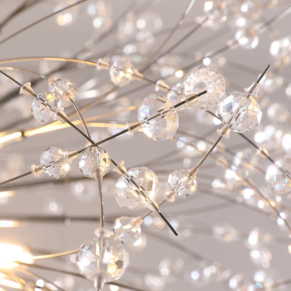 Großer Sputnik Kronleuchter mit Feuerwerk-Design und Kristalleffekt in Messing oder Chrom – luxuriöse Hängelampe 100 cm | Restfield