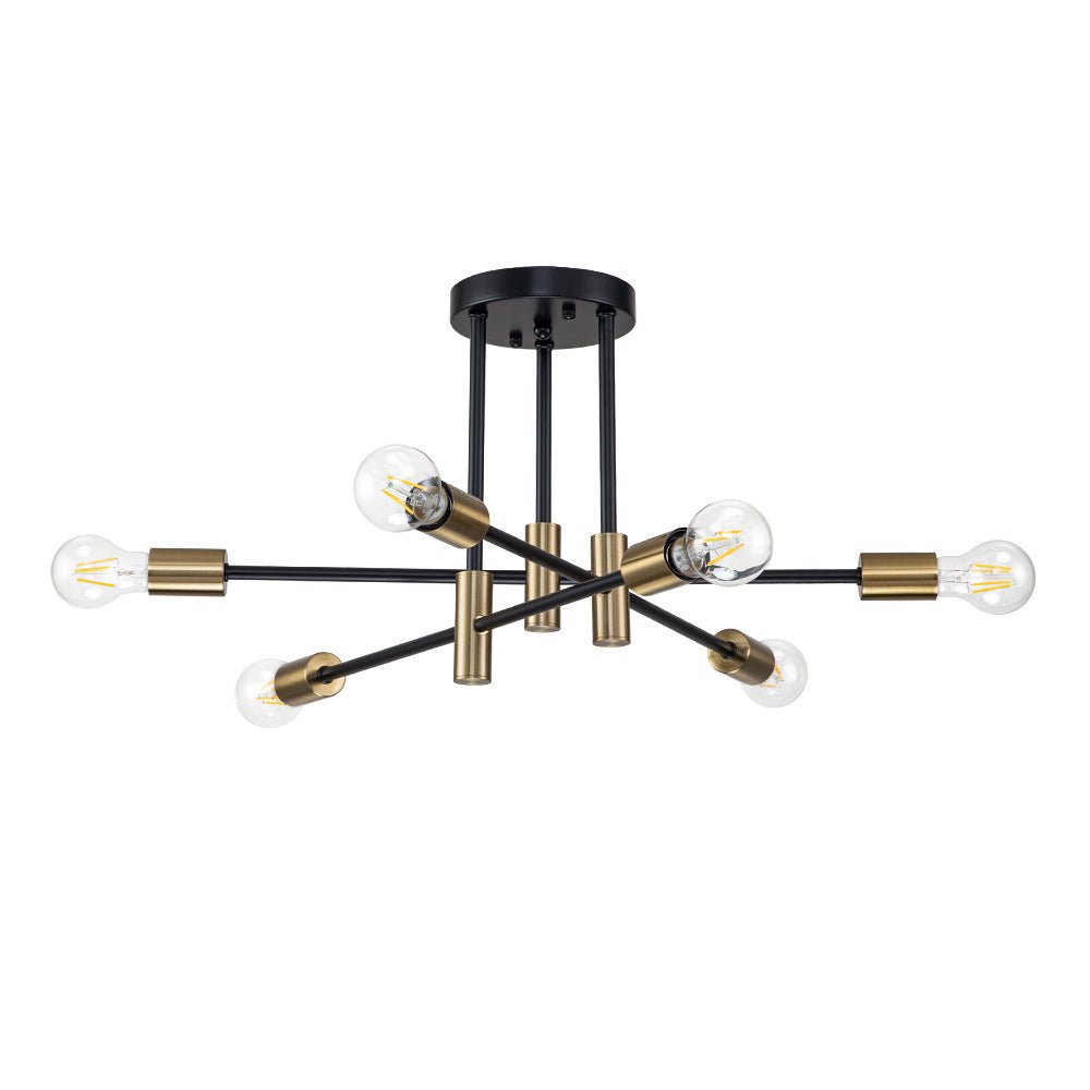 Plafonnier Sputnik 6 ou 8 lumières métal noir 62-103cm Rétro Moderne Salon Dimmable