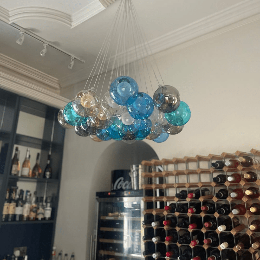Moderne cluster hanglamp met multicolor glazen bollen – design kroonluchter met 12 19 25 of 50 lichtpunten | Sansoti