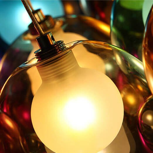 Moderne cluster hanglamp met multicolor glazen bollen – design kroonluchter met 12 19 25 of 50 lichtpunten | Sansoti