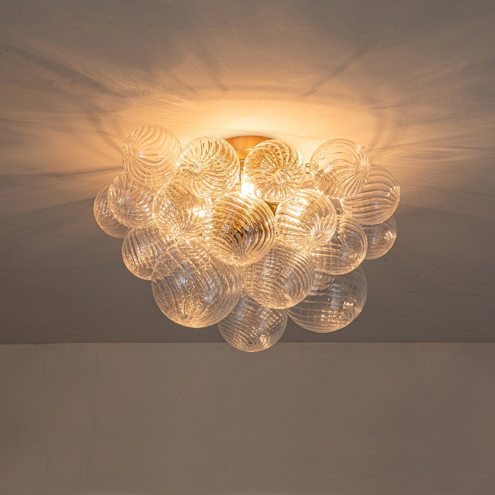 Deckenleuchte Glaskugeln Cluster 3-flammig Messing 53cm Bad Wohnzimmer Glamour
