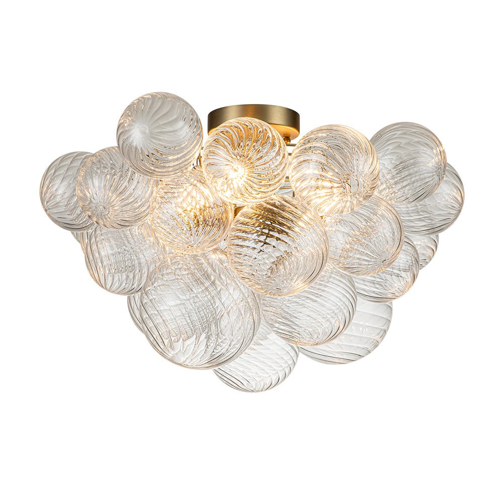 Deckenleuchte Glaskugeln Cluster 3-flammig Messing 53cm Bad Wohnzimmer Glamour