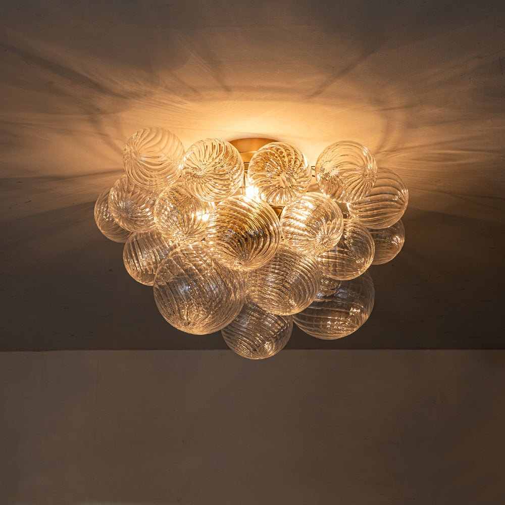 Deckenleuchte Glaskugeln Cluster 3-flammig Messing 53cm Bad Wohnzimmer Glamour